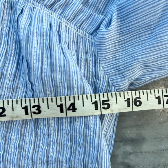 Pilcro Corset Buttondown Blouse Blue and White Size Small - Picture 11 of 13